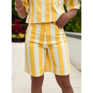 Bermuda en jeans ligné Nyzara - Jaune