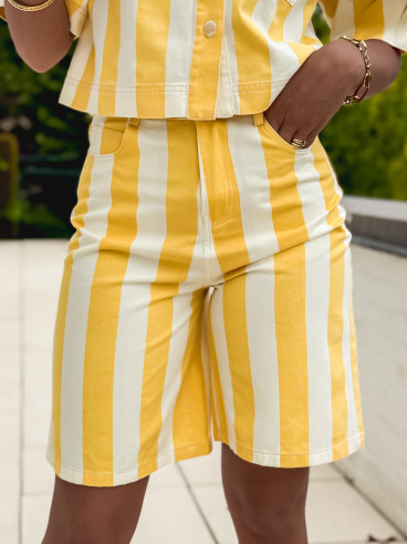 Bermuda en jeans ligné Nyzara - Jaune