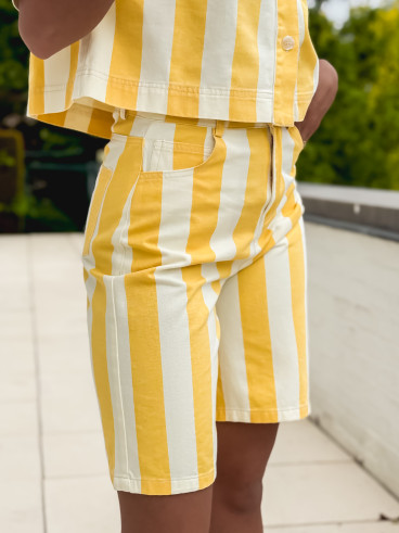 Bermuda en jeans ligné Nyzara - Jaune