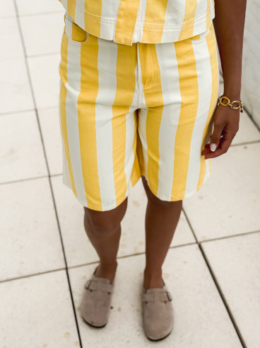 Bermuda en jeans ligné Nyzara - Jaune