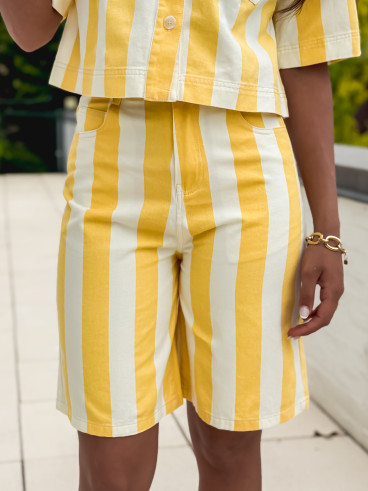 Bermuda en jeans ligné Nyzara - Jaune