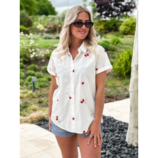 Chemise à motifs cerises Narissa - blanc