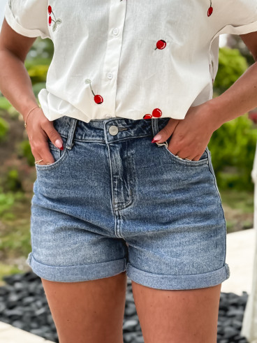 Short en jeans Samira - Bleu