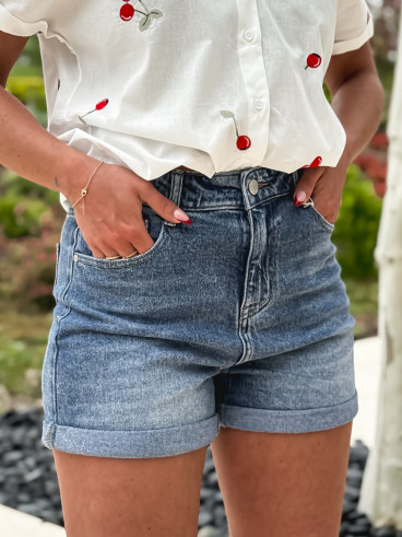 Short en jeans Samira - Bleu
