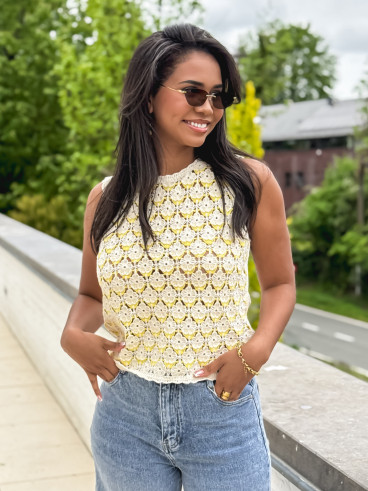 Blouse en crochet Enaé - Jaune