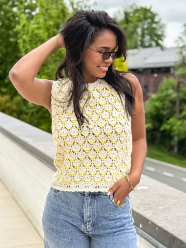 Blouse en crochet Enaé - Jaune