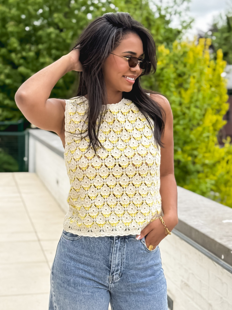 Blouse en crochet Enaé - Jaune