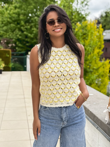 Blouse en crochet Enaé - Jaune