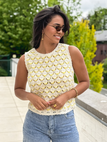 Blouse en crochet Enaé - Jaune