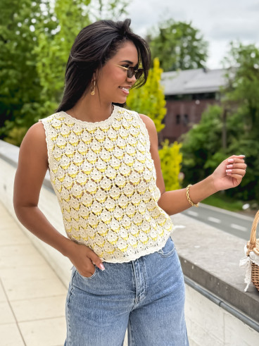 Blouse en crochet Enaé - Jaune