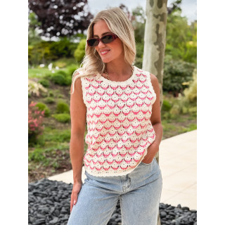 Blouse en crochet Enaé - Rose