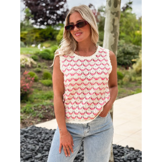 Blouse en crochet Enaé - Rose