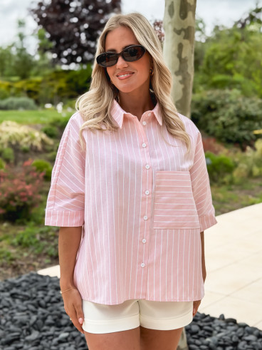 Chemise Lignée Alilia - Rose