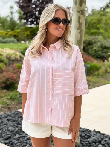 Chemise Lignée Alilia - Rose