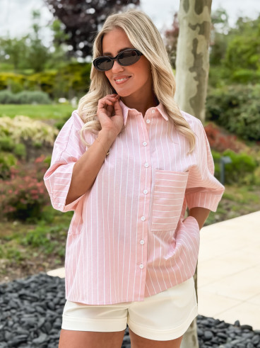Chemise Lignée Alilia - Rose