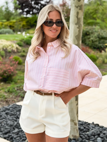 Chemise Lignée Alilia - Rose