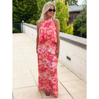 Robe longue à motifs Mélisse - Rose