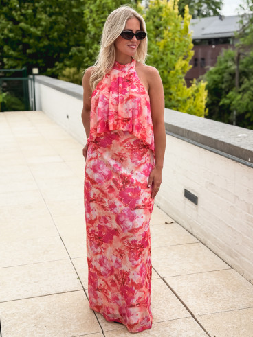 Robe longue à motifs Mélisse - Rose