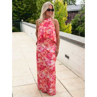 Robe longue à motifs Mélisse - Rose