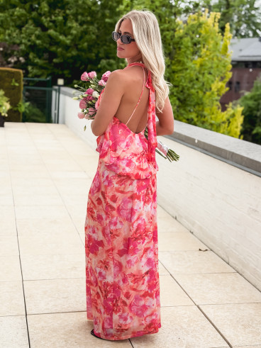 Robe longue à motifs Mélisse - Rose
