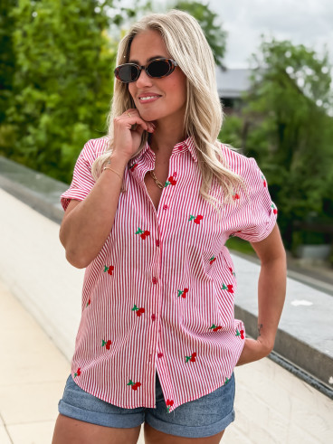 Chemise lignée Zoéva - Rouge