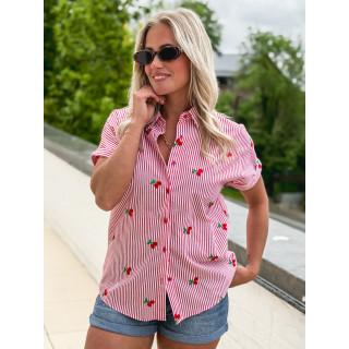 Chemise lignée Zoéva - Rouge