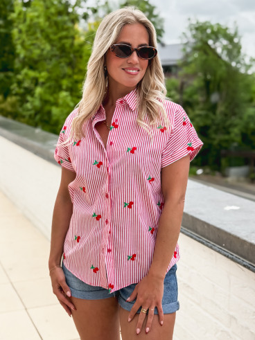 Chemise lignée Zoéva - Rouge