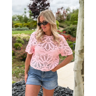 Blouse en crochet Marella - Rose