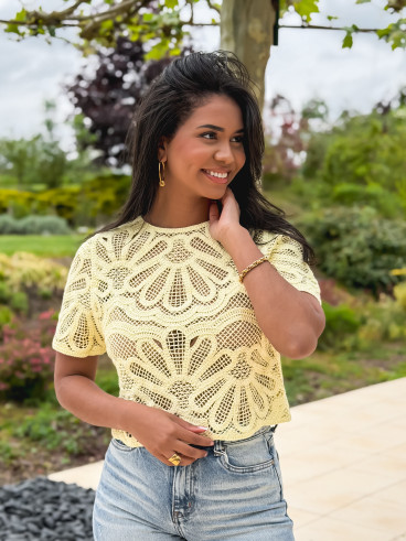 Blouse en crochet Marella - Jaune