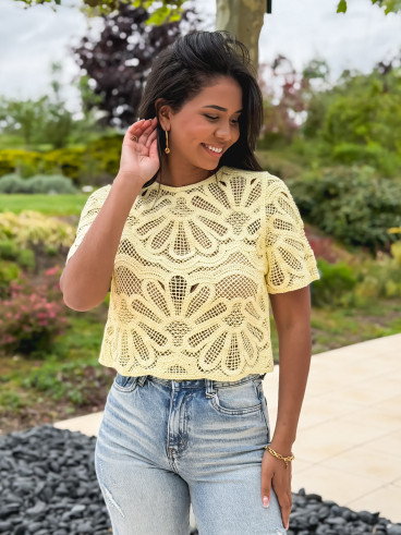 Blouse en crochet Marella - Jaune