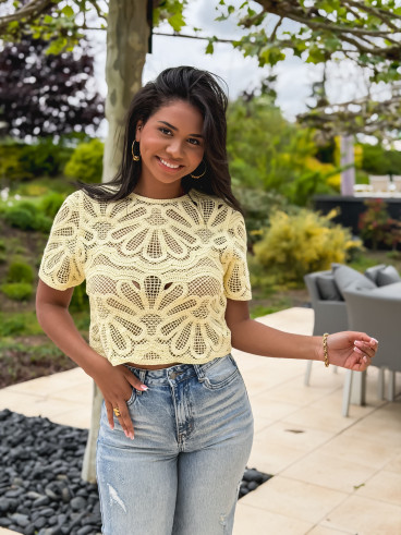 Blouse en crochet Marella - Jaune