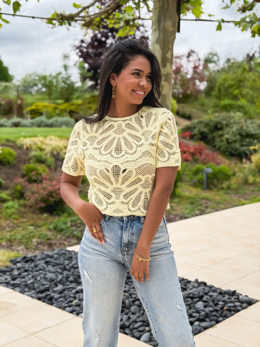 Blouse en crochet Marella - Jaune