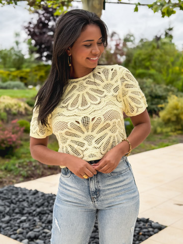 Blouse en crochet Marella - Jaune