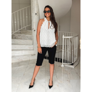 Blouse à pois Polyna - Blanc/Noir