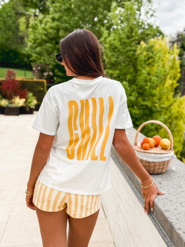 T-shirt "Chill" - Blanc/Jaune