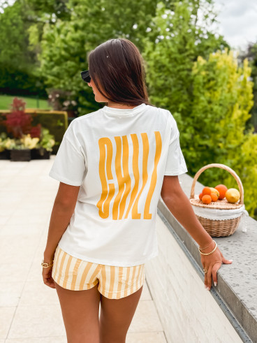 T-shirt "Chill" - Blanc/Jaune
