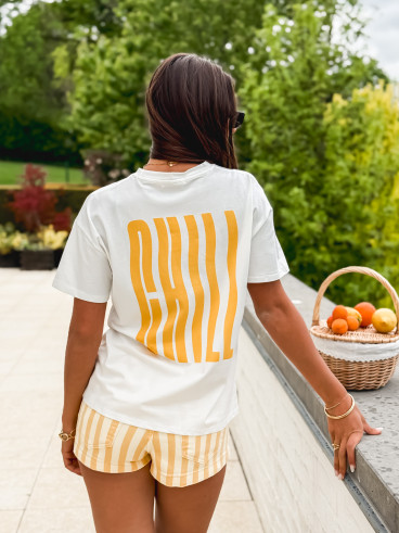 T-shirt "Chill" - Blanc/Jaune