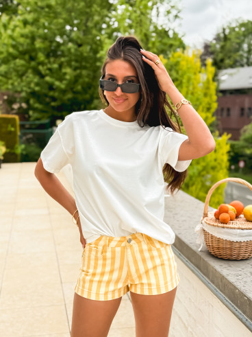 T-shirt "Chill" - Blanc/Jaune