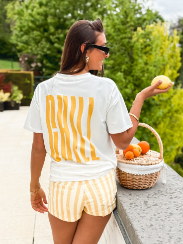 T-shirt "Chill" - Blanc/Jaune