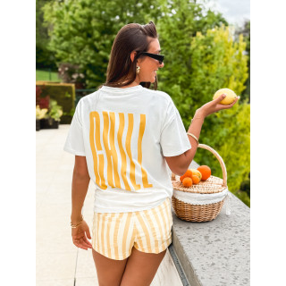 T-shirt "Chill" - Blanc/Jaune
