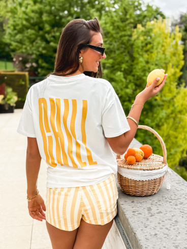 T-shirt "Chill" - Blanc/Jaune