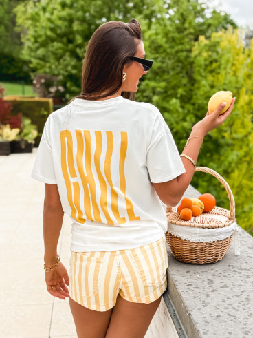 T-shirt "Chill" - Blanc/Jaune