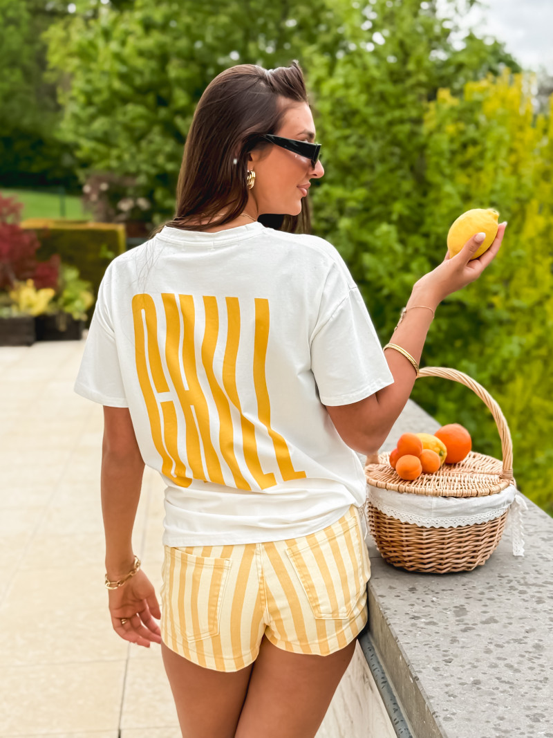 T-shirt "Chill" - Blanc/Jaune