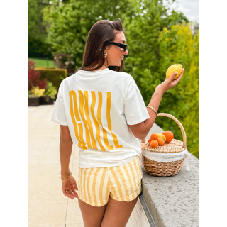 T-shirt "Chill" - Blanc/Jaune