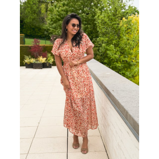 Robe longue à motif léopard Florianne - Orange