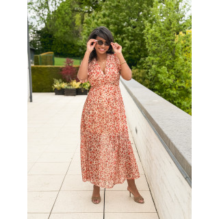 Robe longue à motif léopard Florianne - Orange