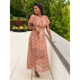 Robe longue à motif léopard Florianne - Orange