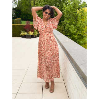 Robe longue à motif léopard Florianne - Orange