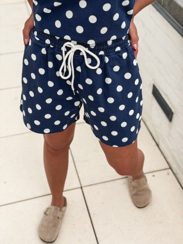 Short à pois Sylva - Bleu marine/Blanc