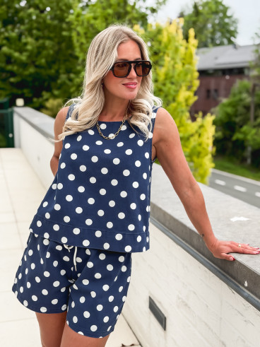 Short à pois Sylva - Bleu marine/Blanc